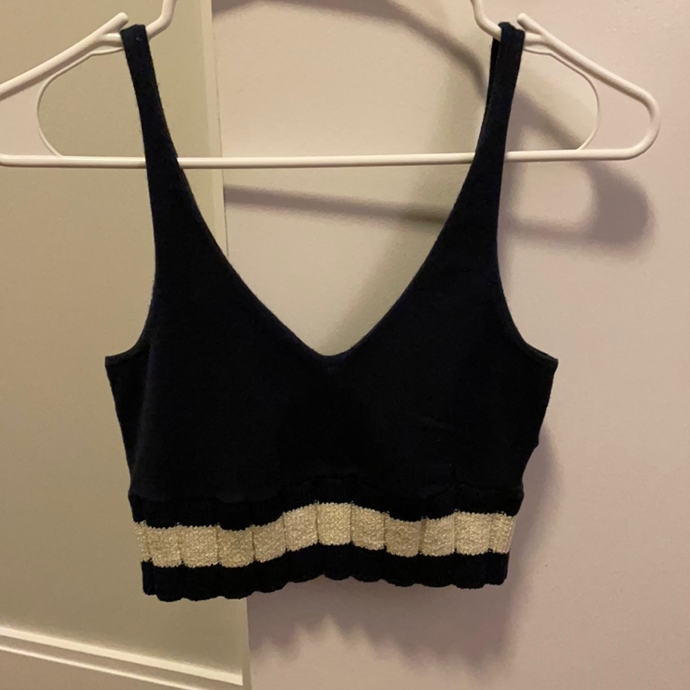 Navy blue cropped sweater tank